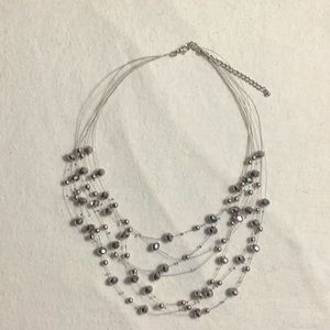 Faceted Silver Tone Beaded Necklace